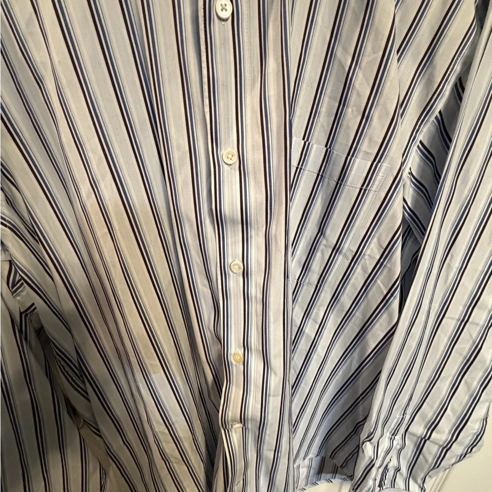 Johnston & Murphy Men's Striped Dress Shirt - White and Blue size large - Picture 3 of 4